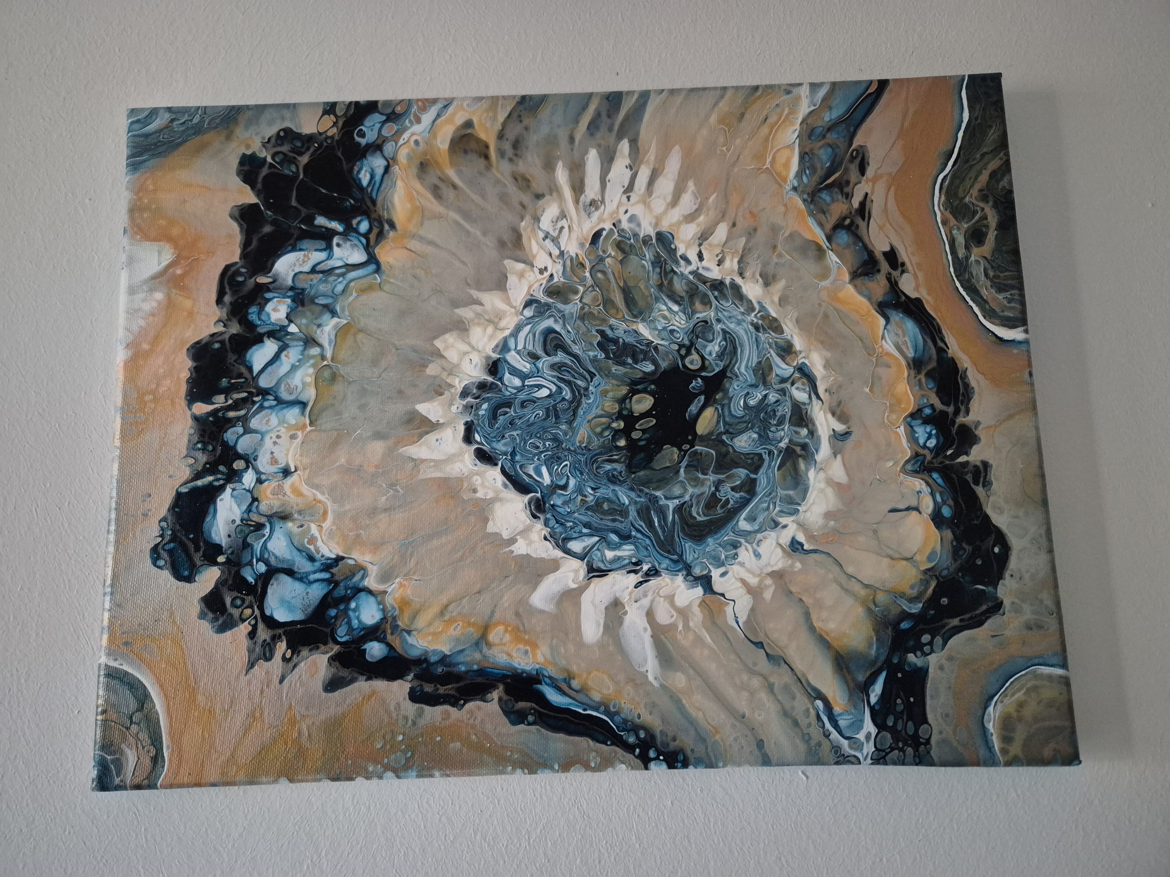 Original abstraktes Acrylbild "Blue Hole" - Fluid Art auf Leinwand (40 x 30 cm) – Bild 6