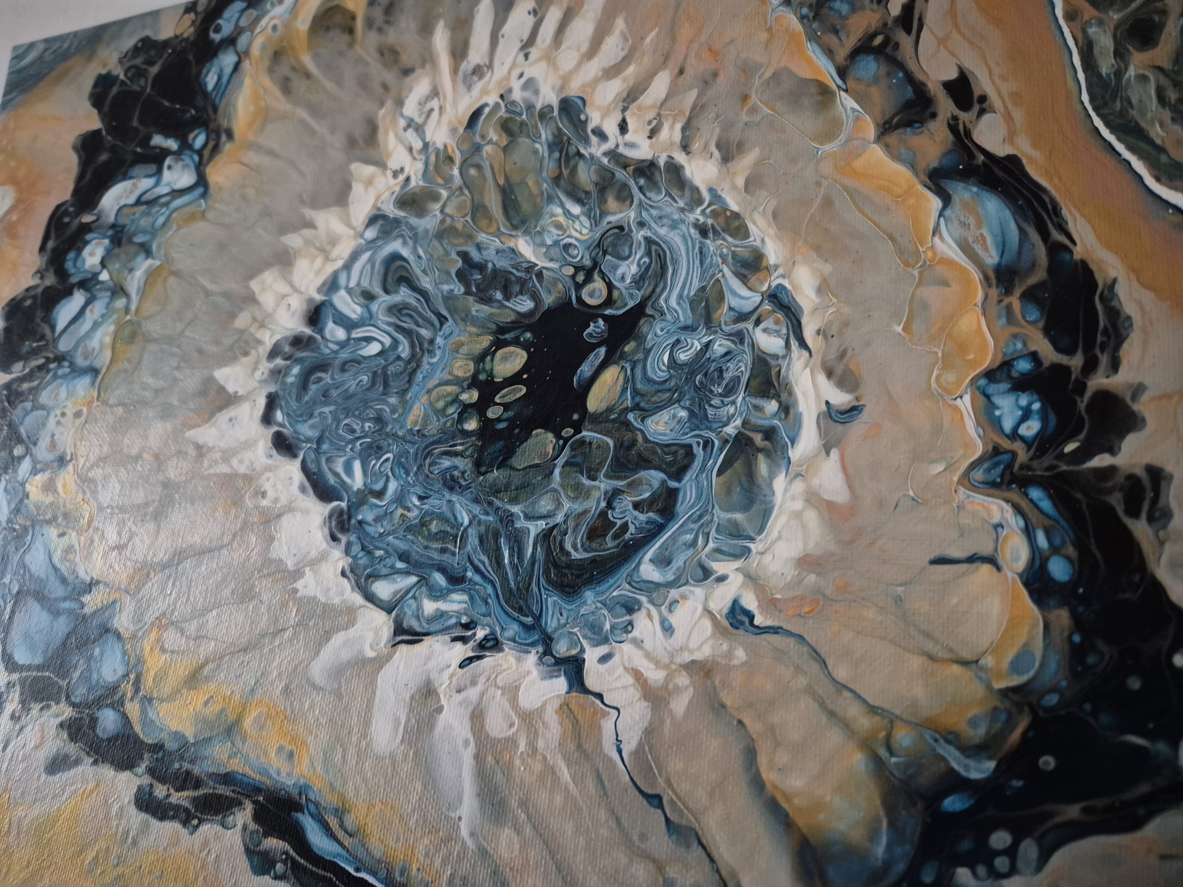 Original abstraktes Acrylbild "Blue Hole" - Fluid Art auf Leinwand (40 x 30 cm) – Bild 7