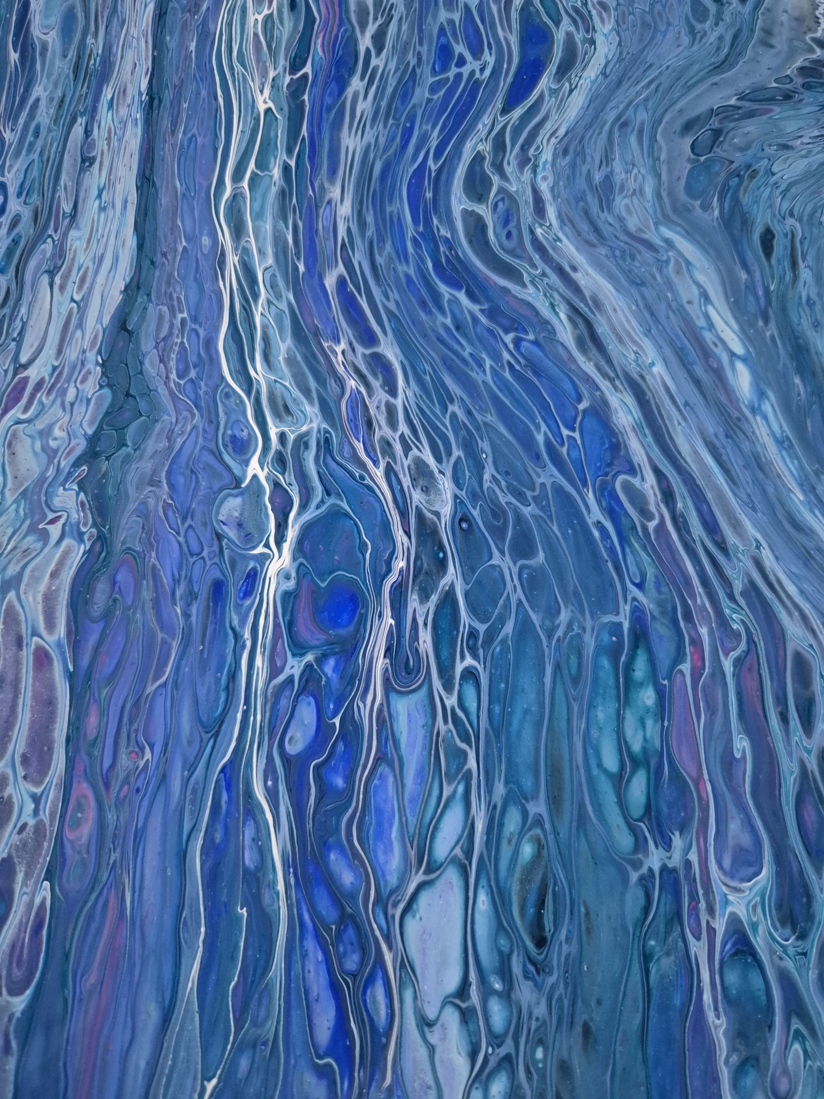 Original abstraktes Acrylbild "Aktiver Vulkan" - Fluid Art auf Leinwand (60 x 50cm) – Bild 2