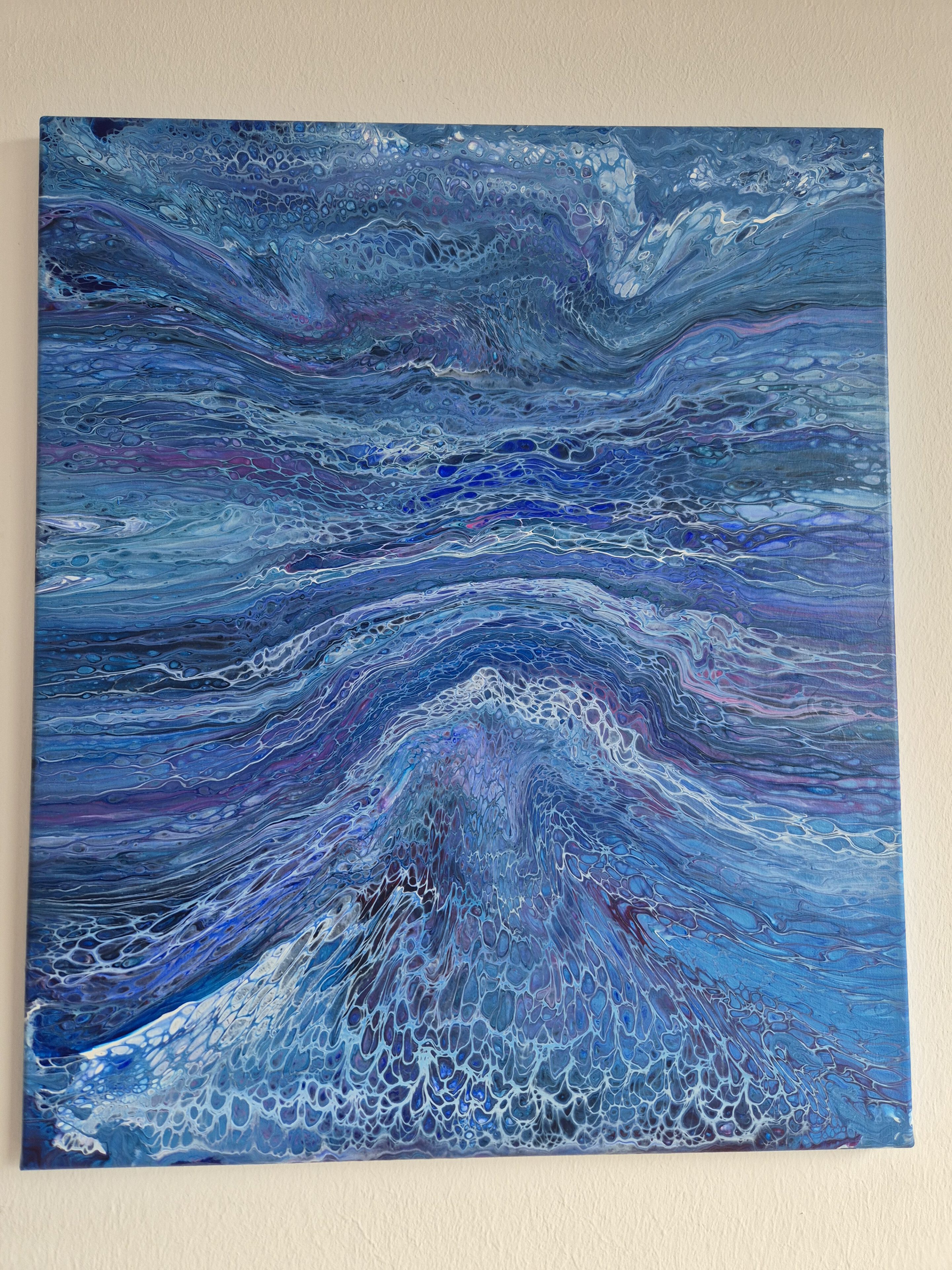 Original abstraktes Acrylbild "Aktiver Vulkan" - Fluid Art auf Leinwand (60 x 50cm) – Bild 4