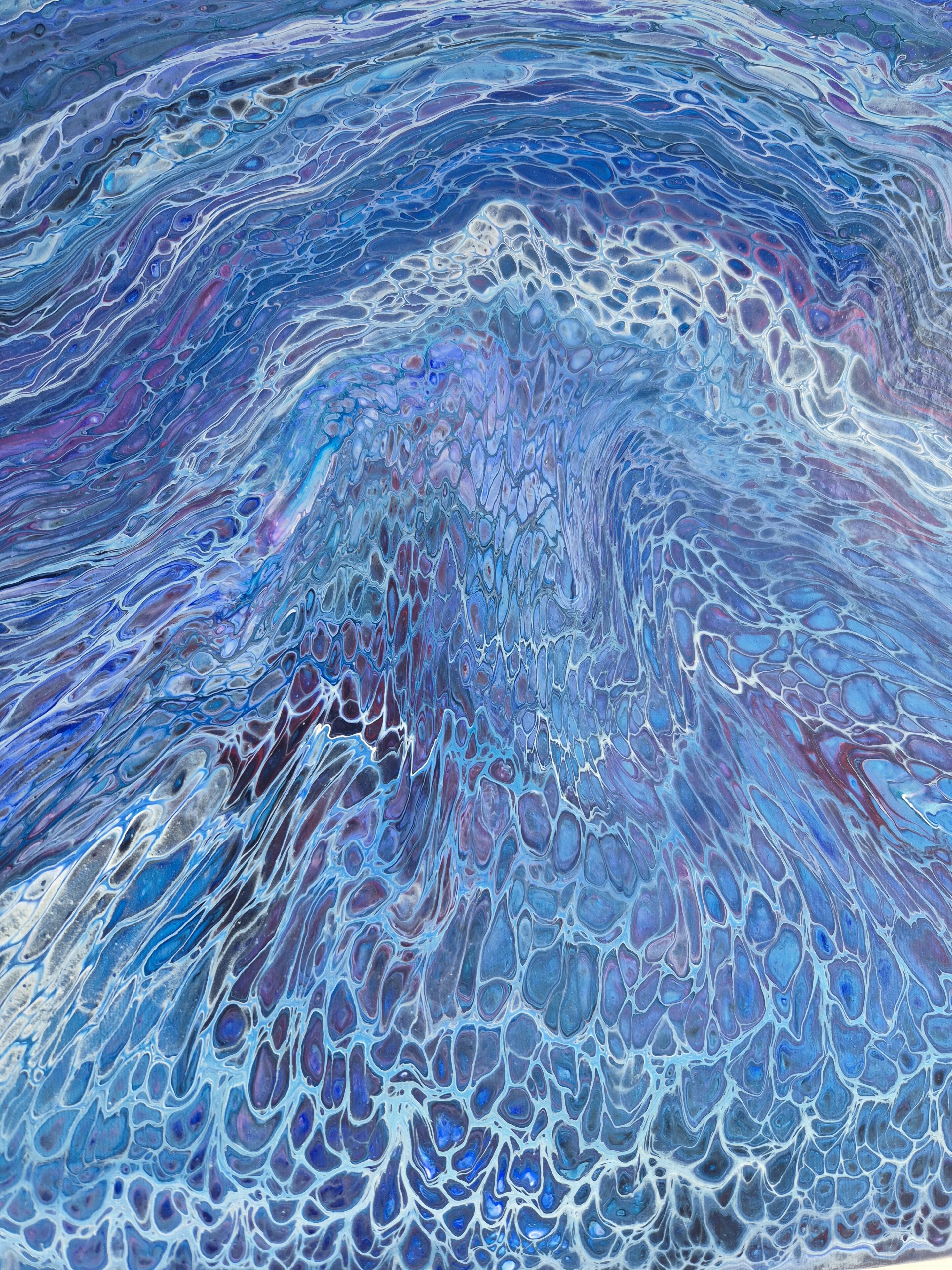 Original abstraktes Acrylbild "Aktiver Vulkan" - Fluid Art auf Leinwand (60 x 50cm) – Bild 5
