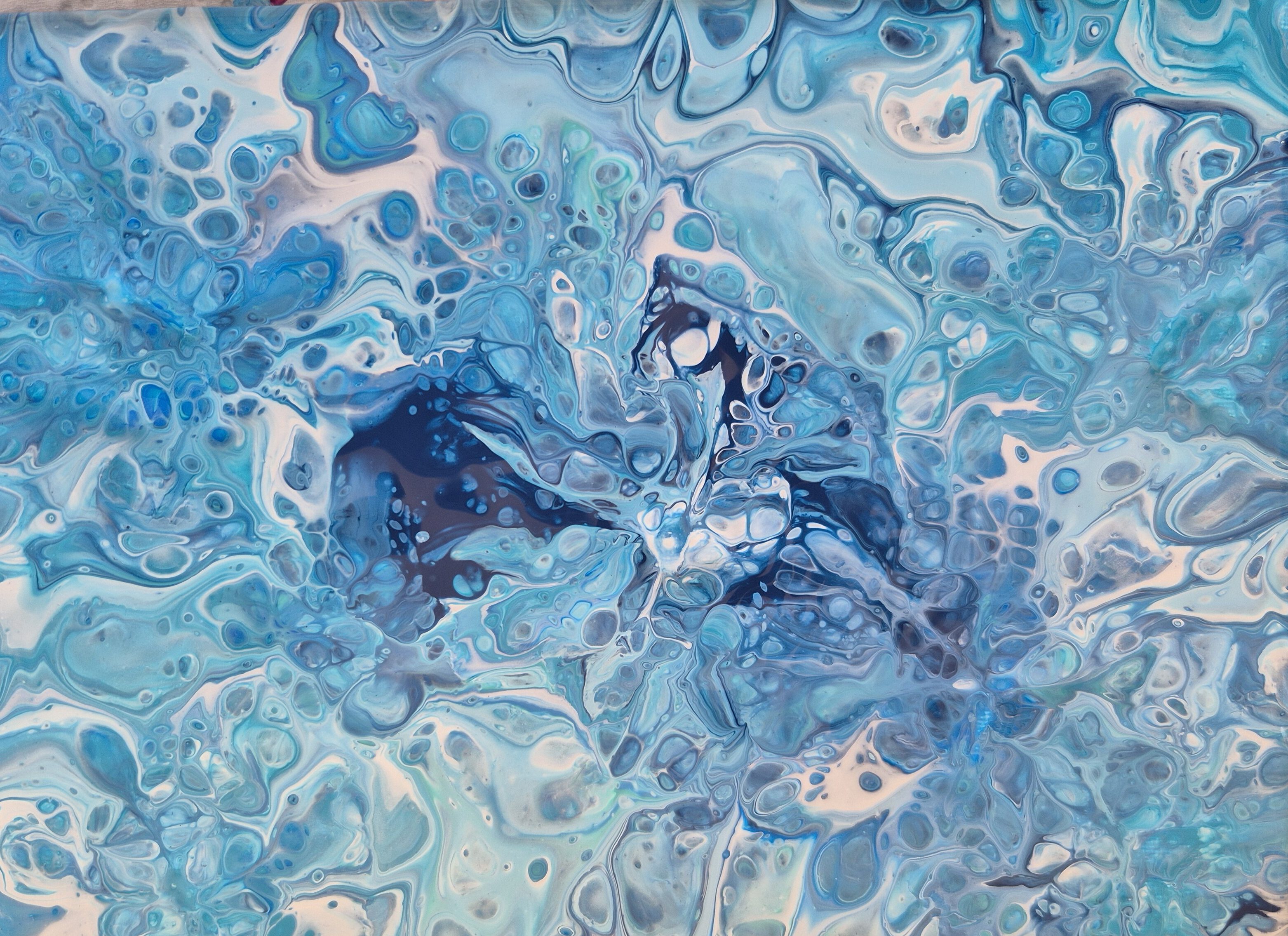 Original abstraktes Acrylbild "Water Flow" - Fluid Art auf Leinwand (18 x 12cm) – Bild 2