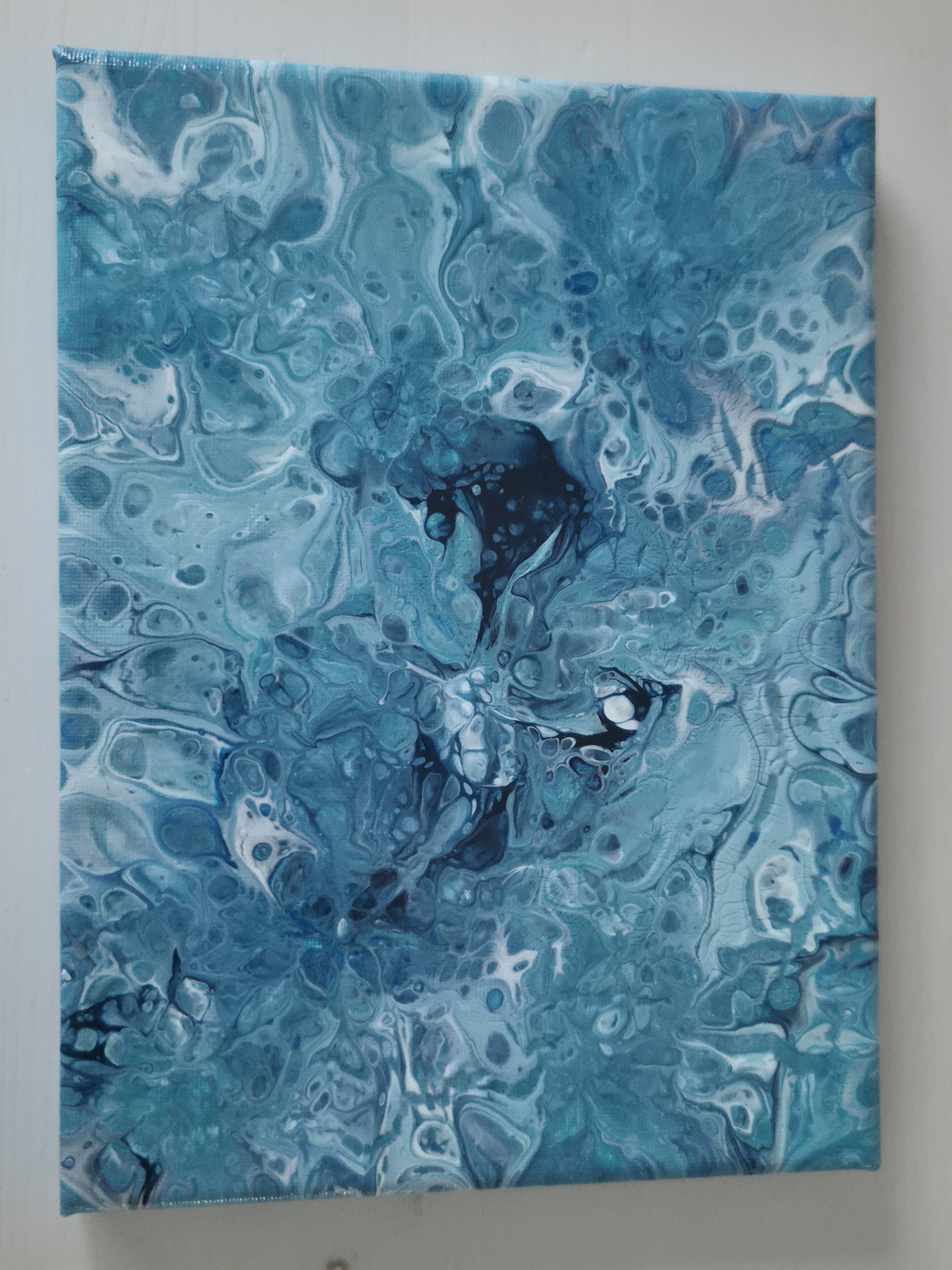 Original abstraktes Acrylbild "Water Flow" - Fluid Art auf Leinwand (18 x 12cm) – Bild 3