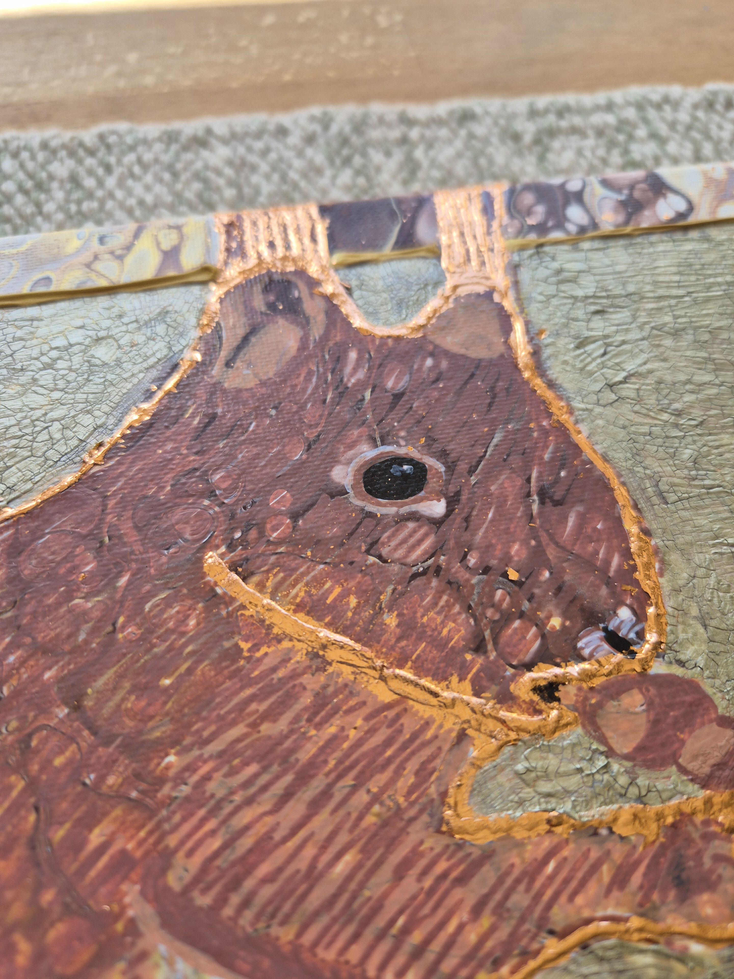 Original abstraktes Acrylbild "Eichhörnchen Frieda" - Fluid Art auf Leinwand (40 x 30cm) – Bild 5