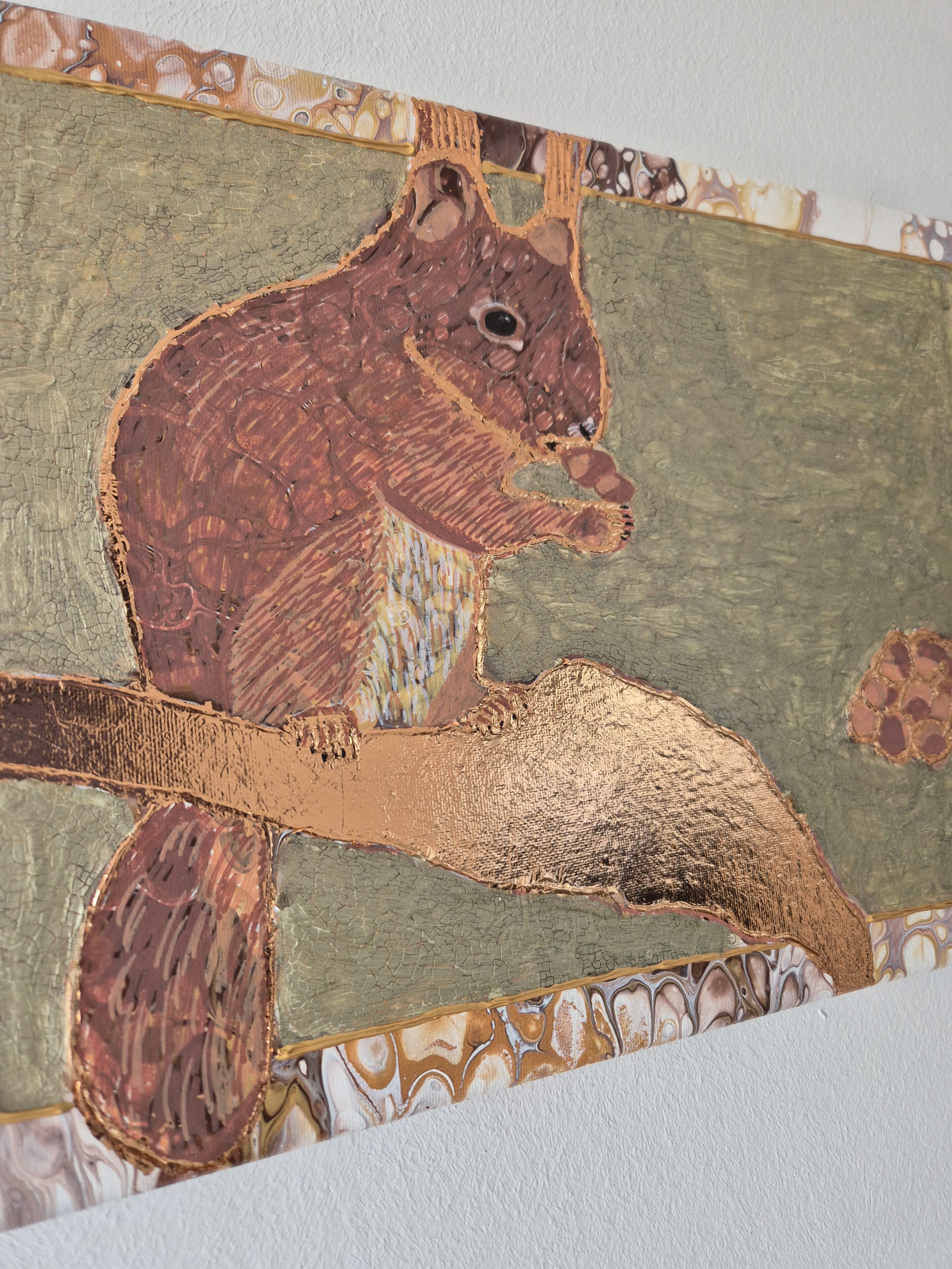 Original abstraktes Acrylbild "Eichhörnchen Frieda" - Fluid Art auf Leinwand (40 x 30cm) – Bild 8