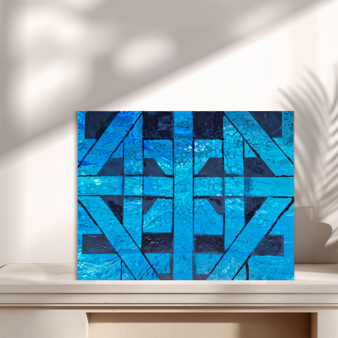 Original abstraktes Acrylbild "3D Matrix" - Fluid Art auf Leinwand (40 x 30cm)