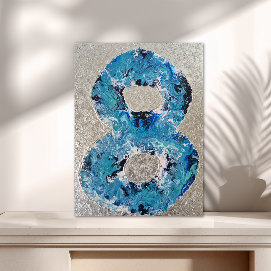 Original abstraktes Acrylbild "Eternity" - Fluid Art auf Leinwand (40 x 30cm)