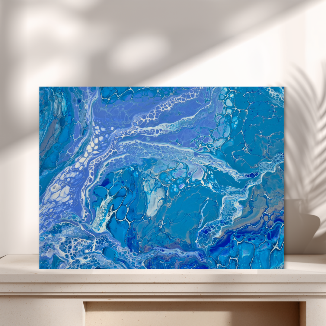 Original abstraktes Acrylbild "Lila Oktopus" - Fluid Art auf Leinwand (40 x 30 cm)