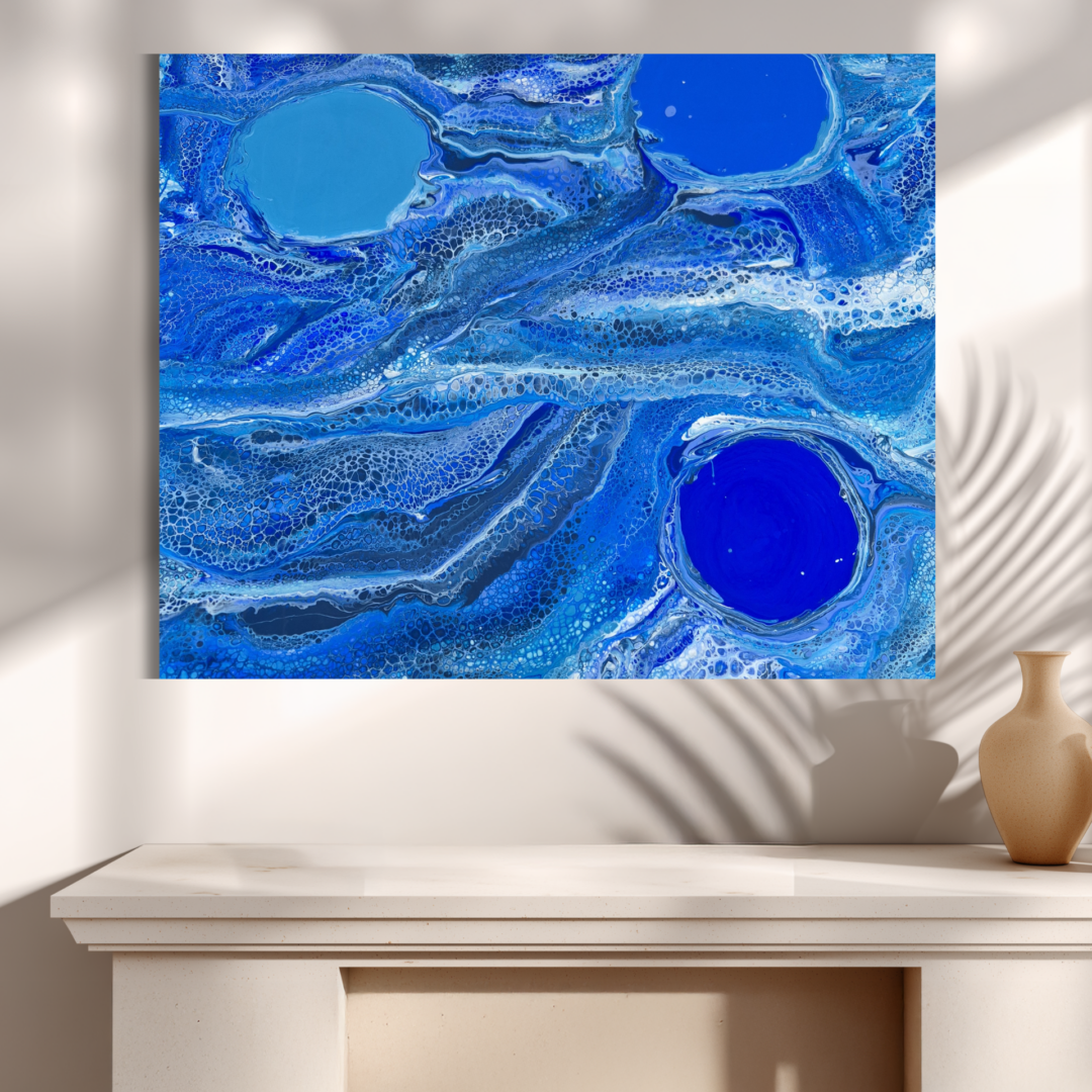 Original abstraktes Acrylbild "Ocean Holes" - Fluid Art auf Leinwand (80 x 80cm)