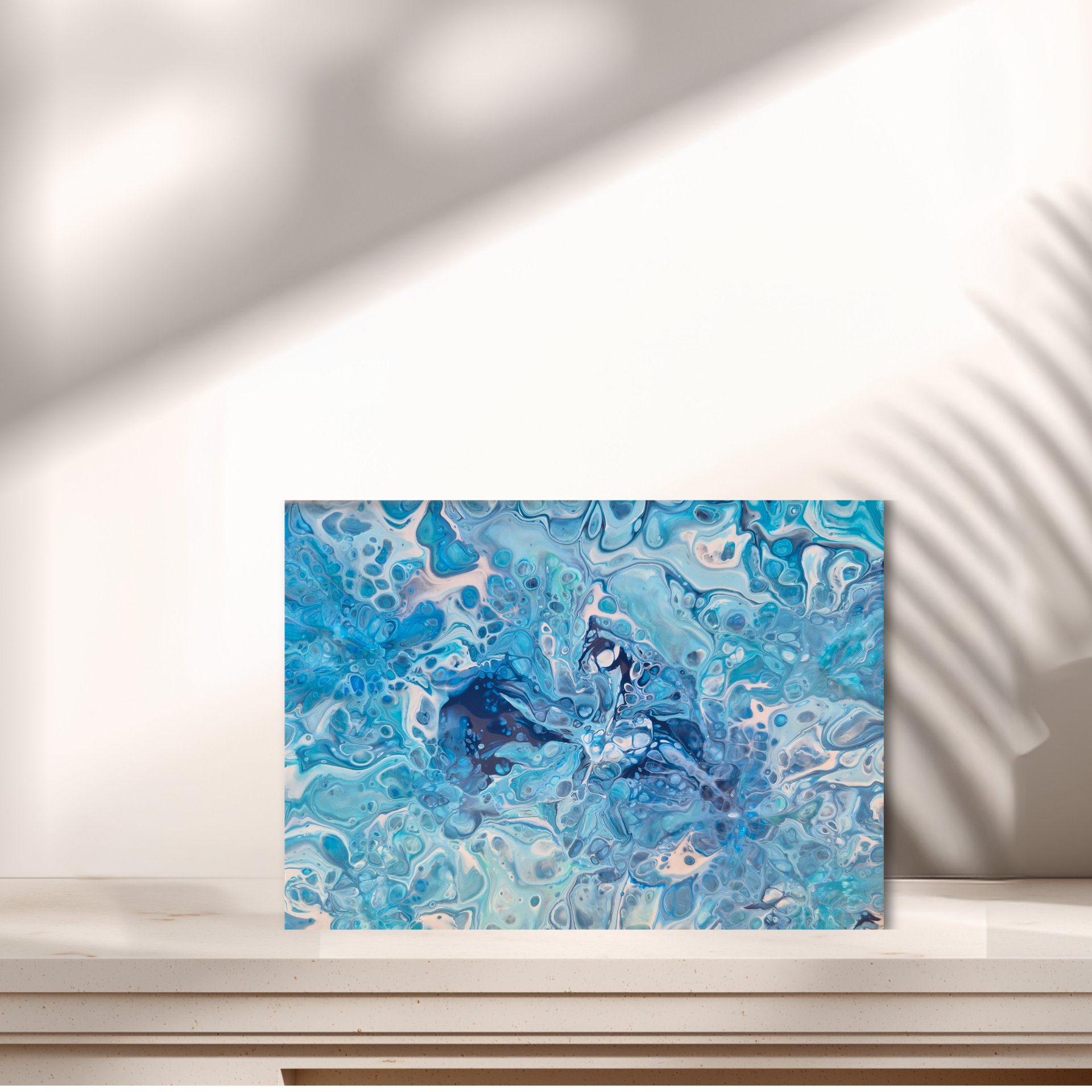 Original abstraktes Acrylbild "Water Flow" - Fluid Art auf Leinwand (18 x 12cm)