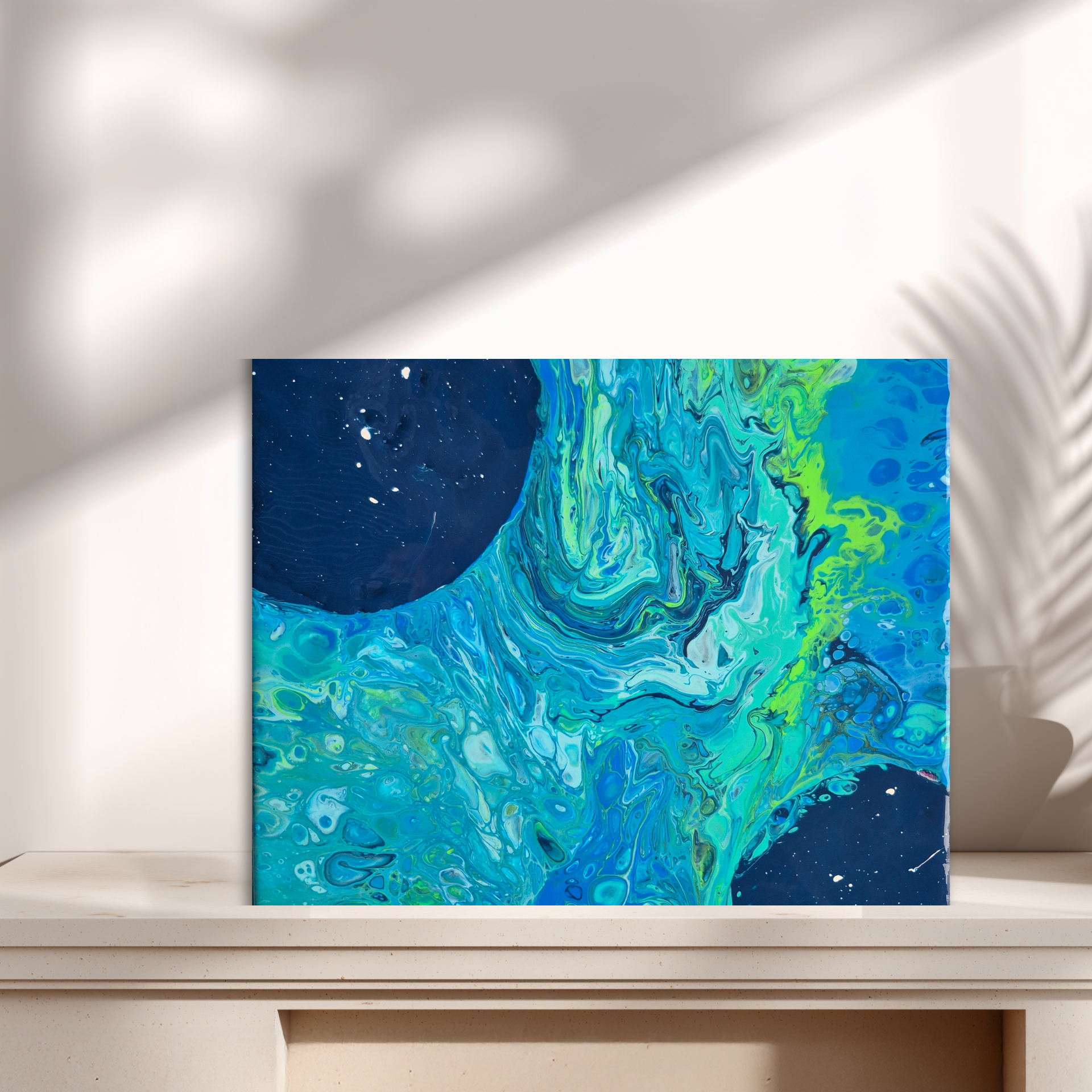 Original abstraktes Acrylbild "Zwei Welten" - Fluid Art auf Leinwand (40 x 30cm)